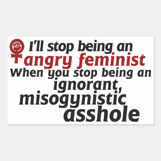 Feminist humour rectangular sticker (Front)