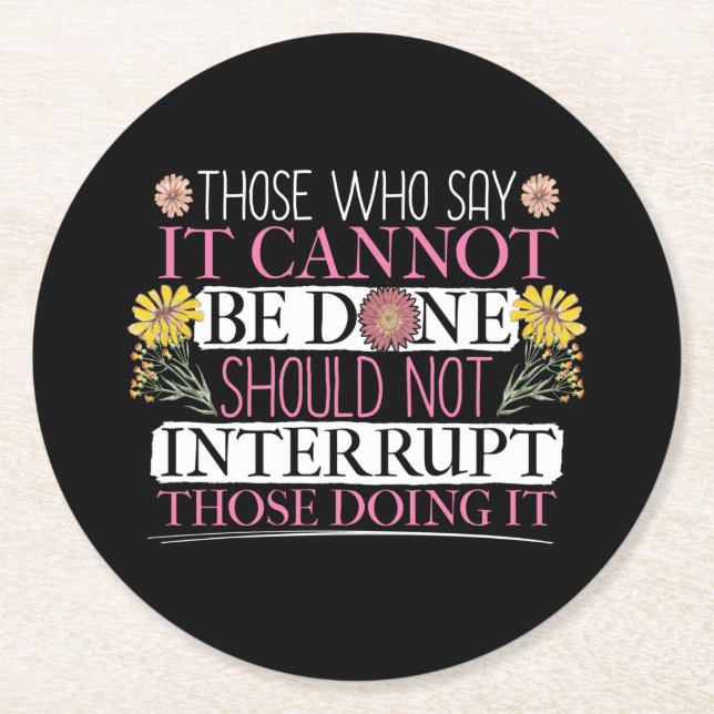 Feminist Leader Empowered Women Round Paper Coaster (Front)