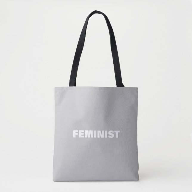 "Feminist" - light grey white letters - tote bag (Front)