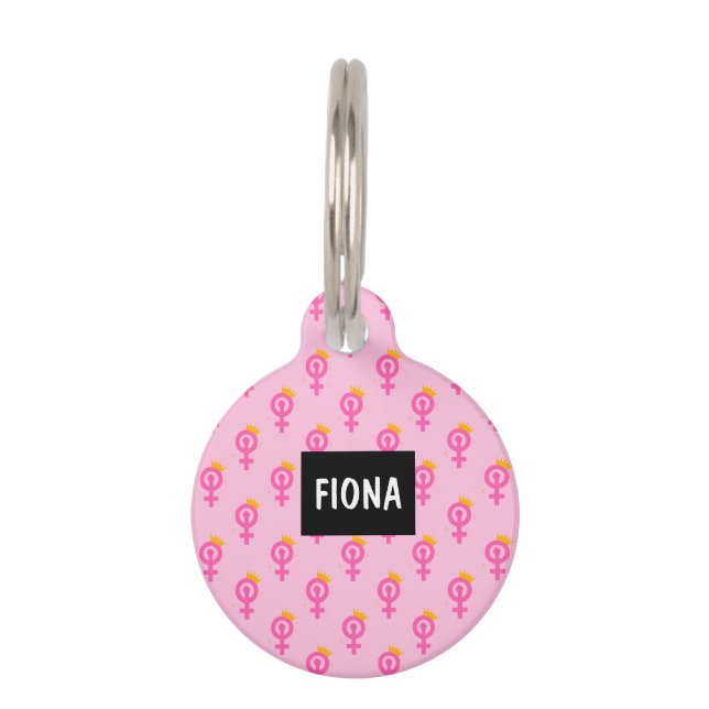 Feminist Pink Pet Tag (Front)