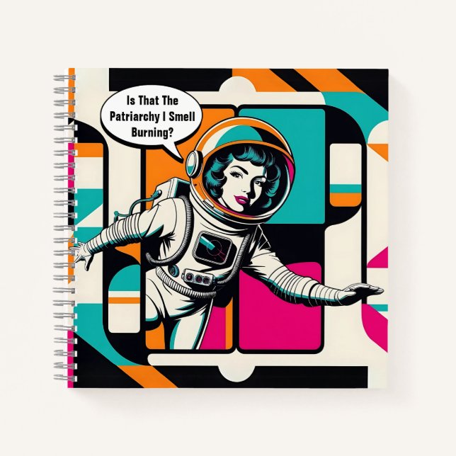 Feminist Pop Art Female Astronaut Spiral Notebook (Front)