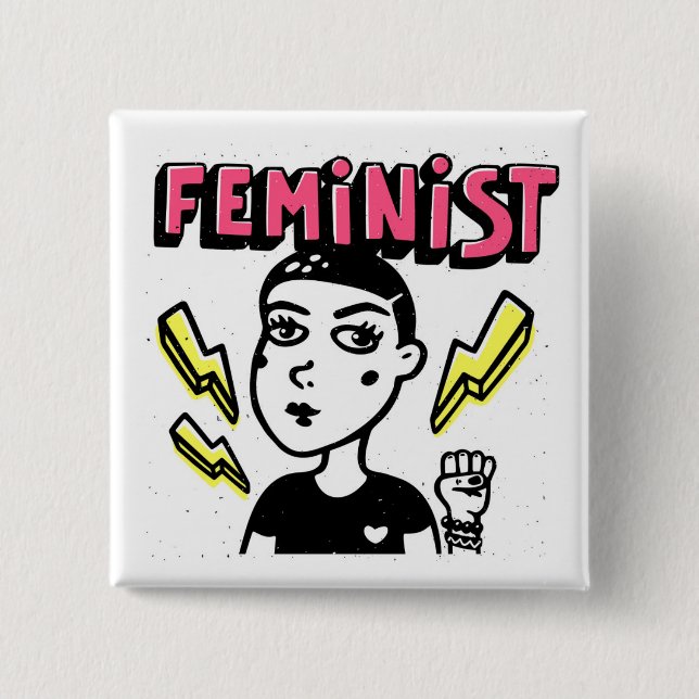Feminist Pop Art Girl 15 Cm Square Badge (Front)