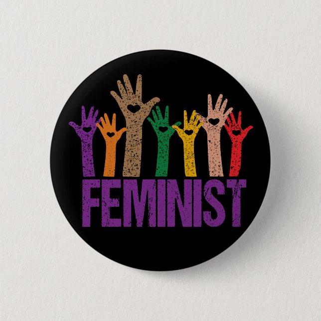 Feminist Protest Hands 6 Cm Round Badge (Front)