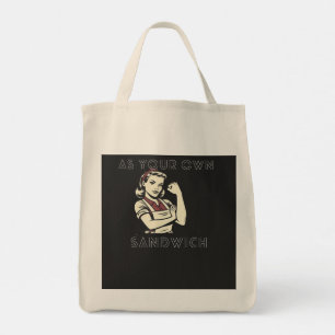 Feminist quote with vintage pin-up design: Create Tote Bag