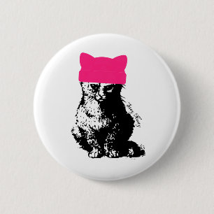 Feminist Resist Cat Lady Pink Hat Stay Nasty 6 Cm Round Badge