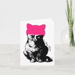 Feminist Resist Cat Lady Pink Hat Stay Nasty Card