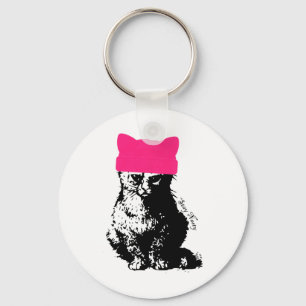 Feminist Resist Cat Lady Pink Hat Stay Nasty  Key Ring