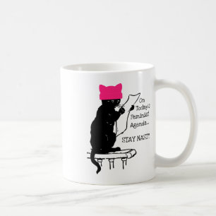 Feminist Resist Cat Pink Hat Stay Nasty Coffee Mug