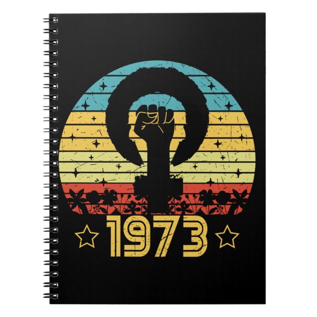 Feminist Roe V Wade Rights 1973 Drawstring Bag Notebook (Front)
