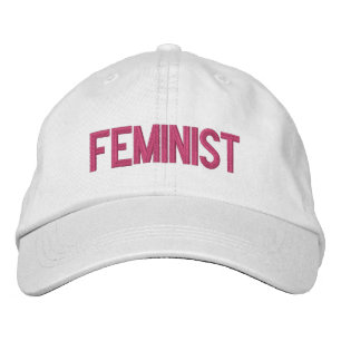 Feminist rose pink typography minimalist modern embroidered hat