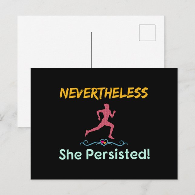 Feminist Runner Nevertheless She Persisted Postcard (Front/Back)