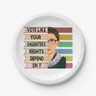 Feminist Ruth Bader Ginsburg RBG Quote Girl With B Paper Plate