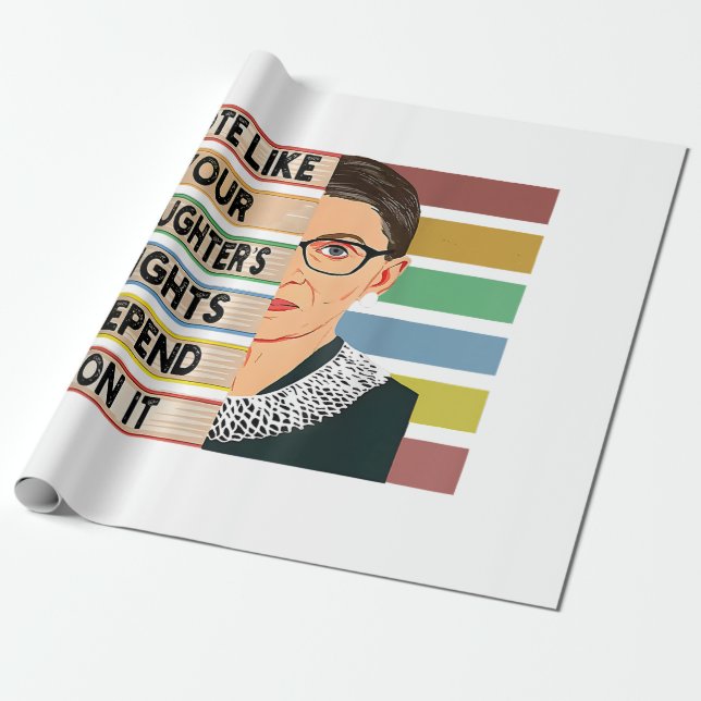 Feminist Ruth Bader Ginsburg RBG Quote Girl With B Wrapping Paper (Unrolled)