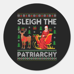 Feminist Ruth Bader Ginsburg Rbg Xmas Sleigh The P Classic Round Sticker