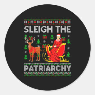 Feminist Ruth Bader Ginsburg Rbg Xmas Sleigh The P Classic Round Sticker