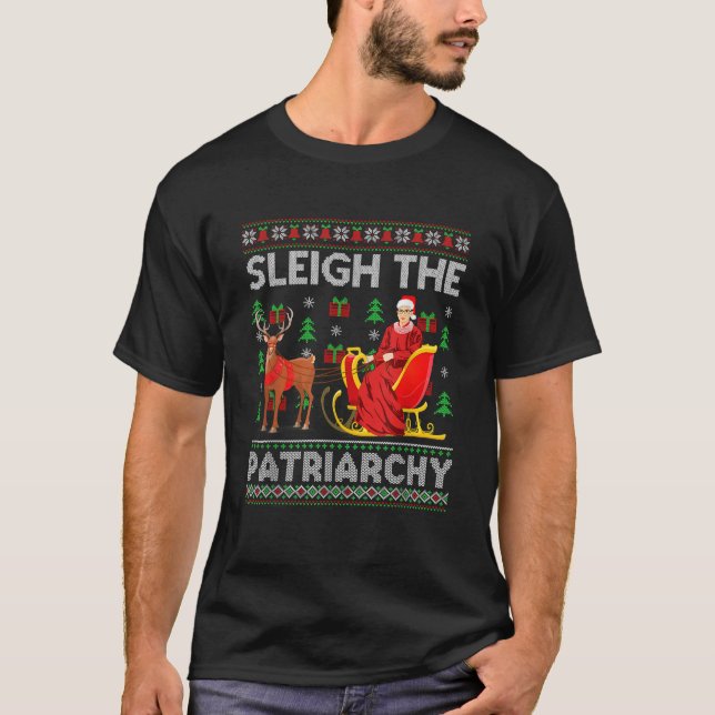 Feminist Ruth Bader Ginsburg RBG Xmas Sleigh The P T-Shirt (Front)