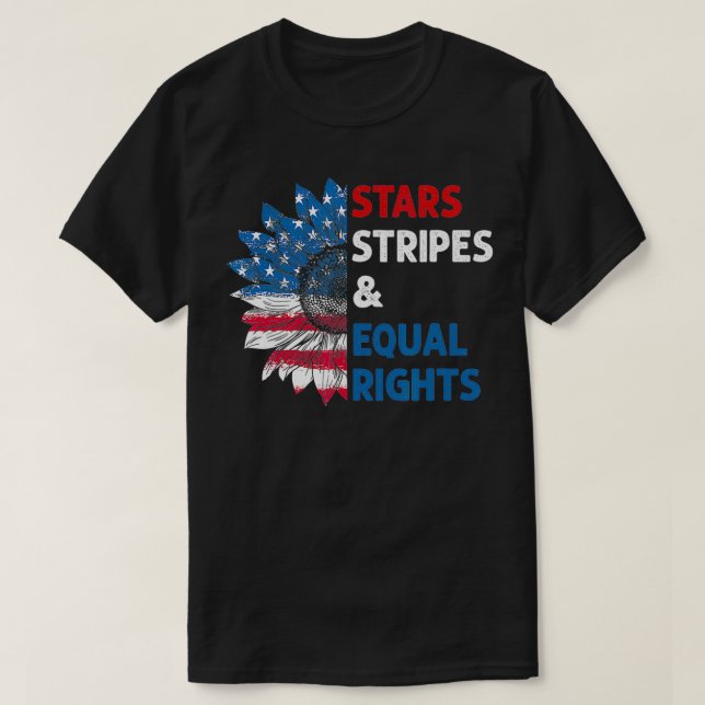 Feminist Stars Stripes Equal Rights American Flag  T-Shirt (Design Front)