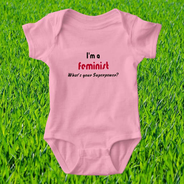 Feminist super power slogan baby bodysuit (Creator Uploaded)
