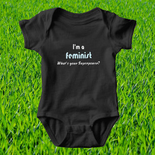 Feminist superpower slogan baby bodysuit