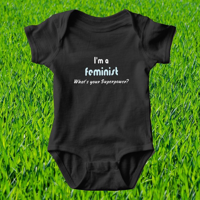 Feminist superpower slogan baby bodysuit (Creator Uploaded)