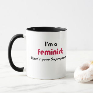 Feminist superpower slogan mug