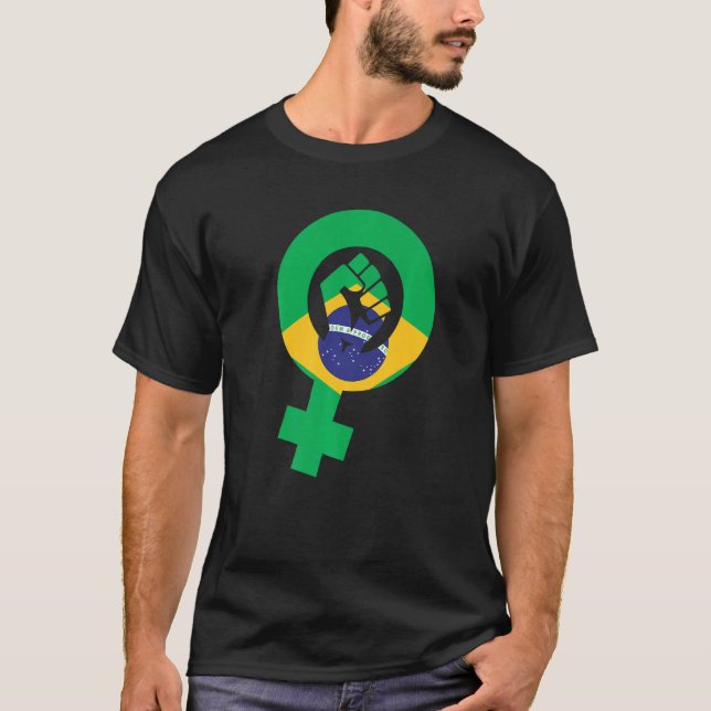 Feminist Symbol Brazil Flag T-Shirt (Front)
