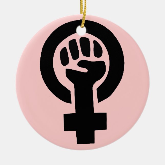 Feminist Symbol Ceramic Ornament (Front)