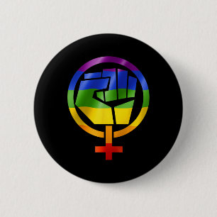 Feminist Symbol Lgbt Resist Pride Fist Rainbow Fla 6 Cm Round Badge