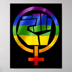 Feminist Symbol Lgbt Resist Pride Fist Rainbow Fla Poster