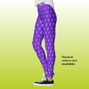 Feminist symbol pattern modern purple leggings
