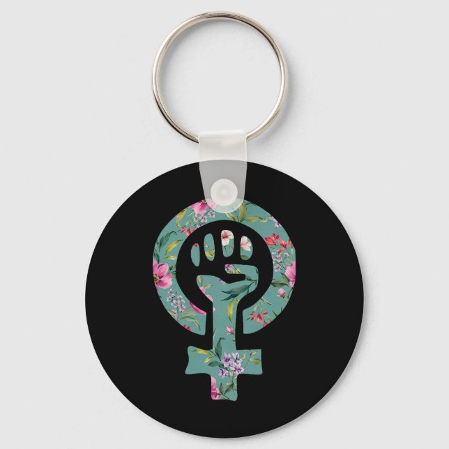 Feminist Symbol Protester Support Resist Fist 2  Key Ring (Front)