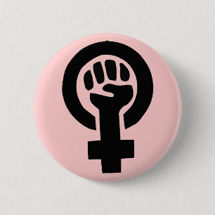 Feminist Symbol with Pink Background 6 Cm Round Badge