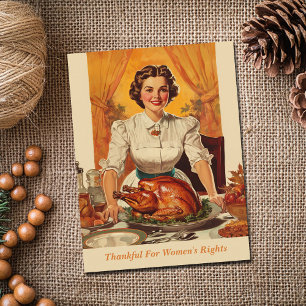 Feminist Thanksgiving Thankful for Women's Rights Holiday Postcard