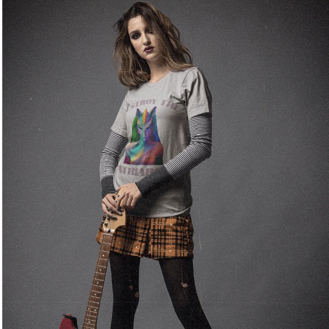 Feminist Unicorn Destroy The Patriarchy Rainbow T-Shirt (Creator Uploaded)