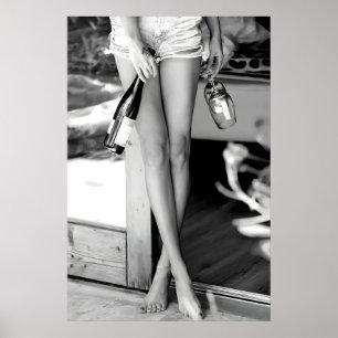 Feminist Wine Poster Black White Bar Cart