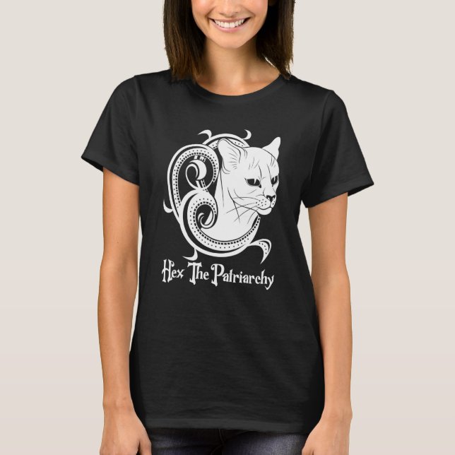 Feminist Witch Black Cat Hex The Patriarchy T-Shirt (Front)