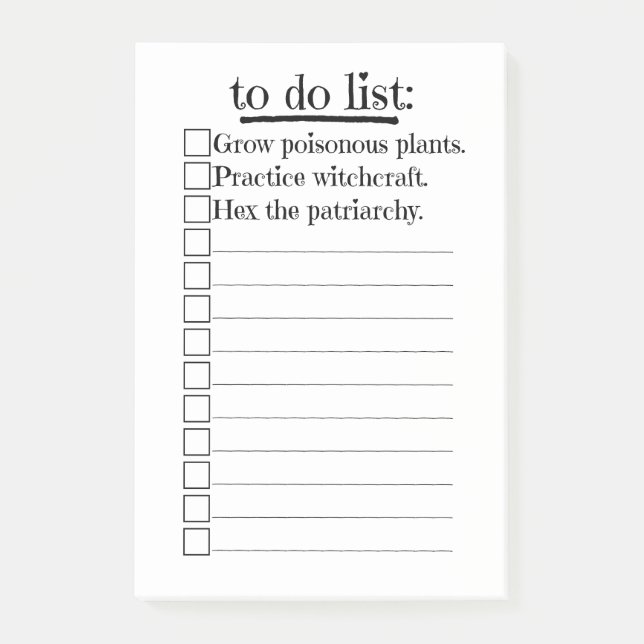 Feminist Witch To Do List Post-it Notes (Front)