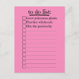 Feminist Witch To Do List Postcard