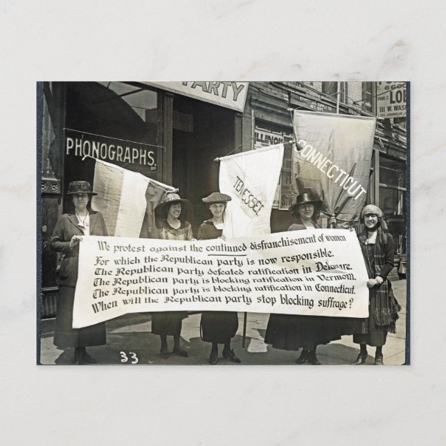 Feminists  Protest Republicans, 1920 Postcard (Front)