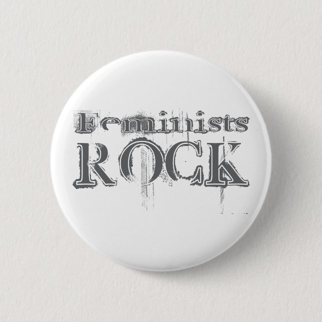 Feminists Rock 6 Cm Round Badge (Front)