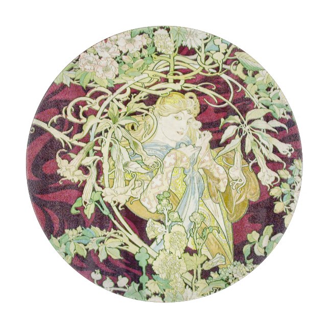 Femme à marguerite - Mucha daisy textile repro Cutting Board (Front)
