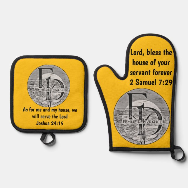 Femme Delivrance  Oven Mitt & Pot Holder Set (Front)