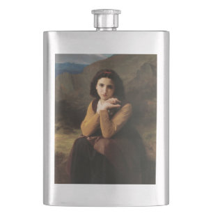 Femme Mignonne of Young Woman by Bouguereau Hip Flask