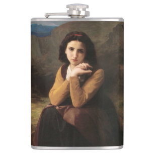 Femme Mignonne of Young Woman by Bouguereau Hip Flask