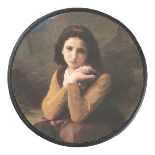 Femme Mignonne of Young Woman by Bouguereau  Hockey Puck