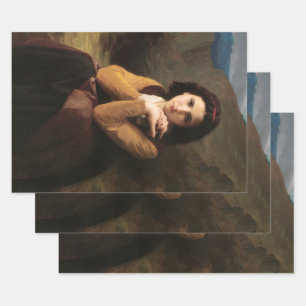 Femme Mignonne of Young Woman by Bouguereau Wrapping Paper Sheet