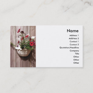 Fence and flowering pot plant business card