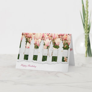 fence and tulips birthday card
