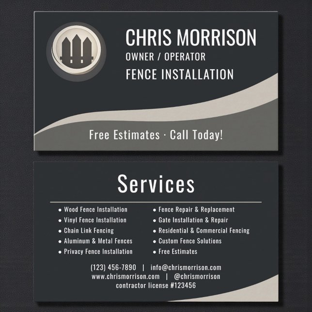 Fence Installation Professional Business Card (Creator Uploaded)