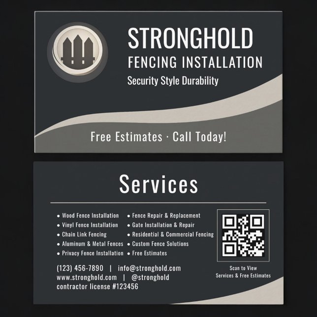 Fence Installation QR Code Professional Business Card (Creator Uploaded)